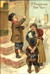 Children singing Christmas carols Postcard