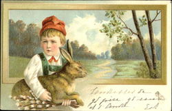 Boy with Rabbit Postcard