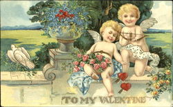 Romantic vintage postcard around 1908, depicting cupid angels Postcard Postcard