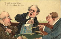 Three Men Arguing Postcard