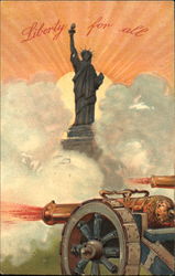 Statue of Liberty with Cannon Patriotic Postcard Postcard