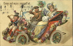 Aristocratic Buggy Ride Cars Postcard Postcard