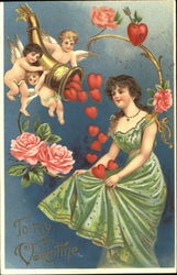 A Valentine's Day Cornucopia of Hearts for a Pretty Young Woman Postcard