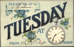 Please Be At Tuesday Postcard