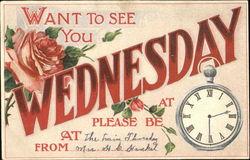 Want To See You Wednesday Days of the Week Postcard Postcard