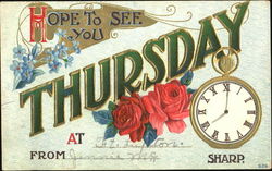 Hope To See You Thursday Days of the Week Postcard Postcard