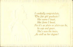 The fair girl graduate! College Girls Postcard Postcard