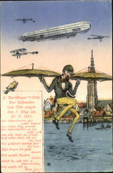 German Umbrella Glider Postcard