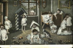 Children at play in a bedroom Multiple Babies Postcard Postcard