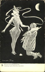 Pierrot and Pierette Postcard