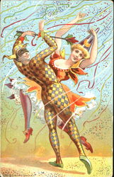 Jester and Woman Dancing Postcard