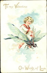 To My Valentine On Wings Of Love Fantasy Postcard Postcard