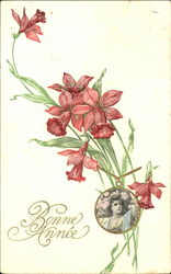 Bonne Annee Flowers Postcard Postcard