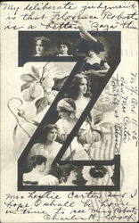 Women in the Letter Z Alphabet Letters Postcard Postcard