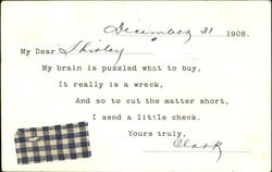 Piece of Checked Fabric and a Poem Postcard