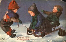 Gluckliches Neujahx Tuck's Oilette Series Postcard Postcard