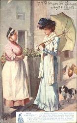 Two Women Talking in Street Tuck's Oilette Series Postcard Postcard