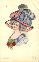 Pretty Woman With Bonnet Postcard