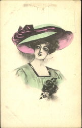 Victorian woman with a hat on Postcard