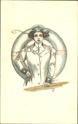 Military Officer Women Postcard Postcard