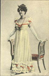 Lady in long white dress Postcard