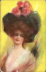 Young Victorian Woman with Hat Postcard