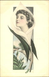 Women's Head in a Flower Postcard