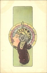 Art Nouveau Woman's Profile Postcard