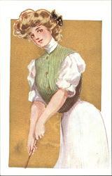 Lady Playing Golf Postcard