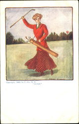 Woman Golfing Women Postcard Postcard