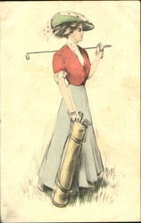 Woman Golfer Postcard