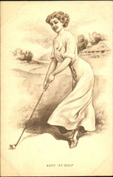 Woman At Golf Postcard