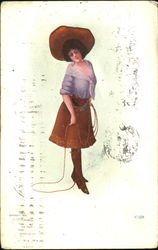 Cowgirl with Lariat Cowboy Western Postcard Postcard