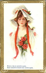 Pretty Woman in White Postcard