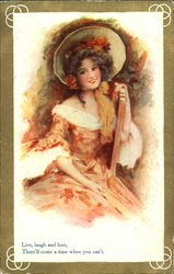 Elegant Woman in Red Women Postcard Postcard