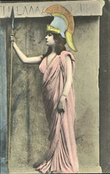 Young Woman Holding a Spear Postcard