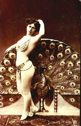 Dancing Girl and Peacock - Reproduction Postcard