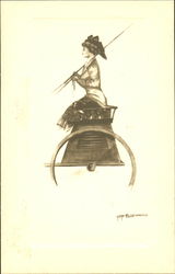 Woman Seated on a Cart Postcard