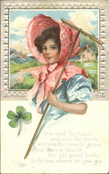 Young Woman Wearing Red Sun Bonnet Women Postcard Postcard