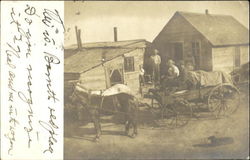 Horse-Drawn Wagon and Wood Frame House Postcard