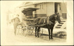 Meridian Grocery Delivery Man & Wagon Transportation Postcard Postcard