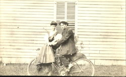 Couple on an Early Indian Motorcycle Postcard