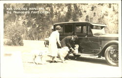 Mrs. Coolidge Inspecting The President's First Catch Postcard