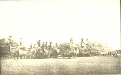 Farmers hauling hay Farming Postcard Postcard