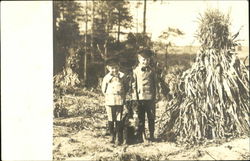 Boys with Dog Children Postcard Postcard