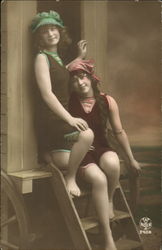 Two girls in bathing suits Swimsuits & Pinup Postcard Postcard