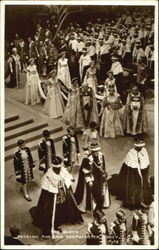 The Queen passing through Westminister Abbey Royalty Postcard Postcard