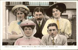 Misses Phyllis & Zena Dare Parents & Brother Jack Actresses Postcard Postcard