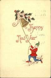 A Happy New Year Elves Postcard Postcard