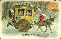 A Happy New Year Elves Postcard Postcard